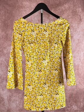 Zara Yellow Floral Mini Dress 🌼